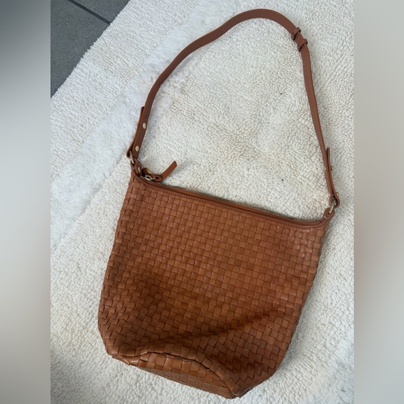 Clare V Petite Jeanne Chic Brown Woven Leather Shoulder Bag - Picture 2 of 4